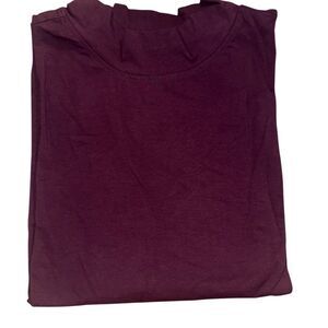 Denim & Co Womens 3X Mock Neck Perfect Heavenly Jersey Trapeze Top Wine NWT